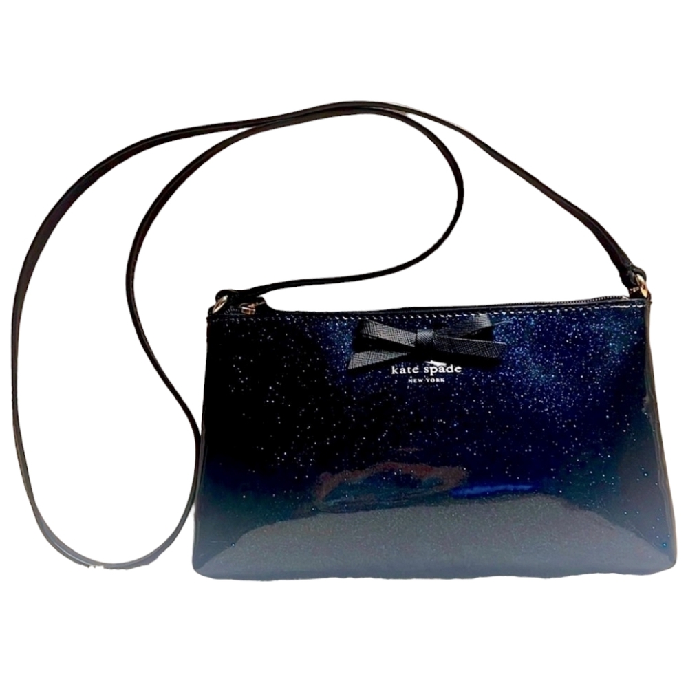 KATE SPADE NY Amy Mavis Street Glitter Crossbody Purse - Blue Sparkle